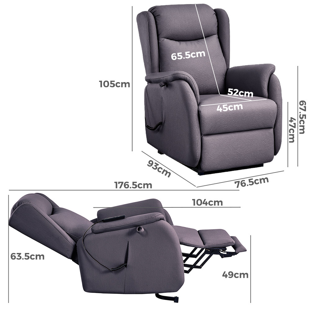   Hobart Electric Recliner Lift Chair Ash Black