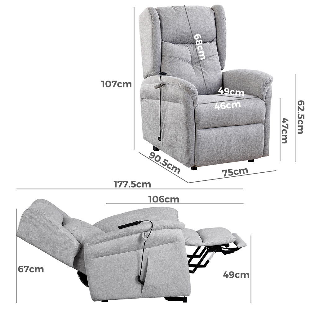   Botany Electric Recliner Lift Chair Mist Grey