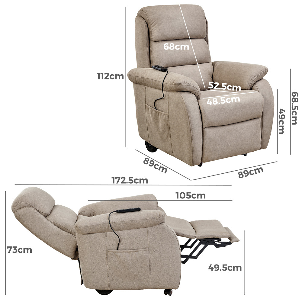  Brighton Electric Recliner Lift Chair with Wheels Taupe