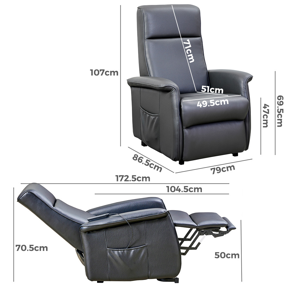   Alice Electric PU Leather Recliner Lift Chair Koala Grey