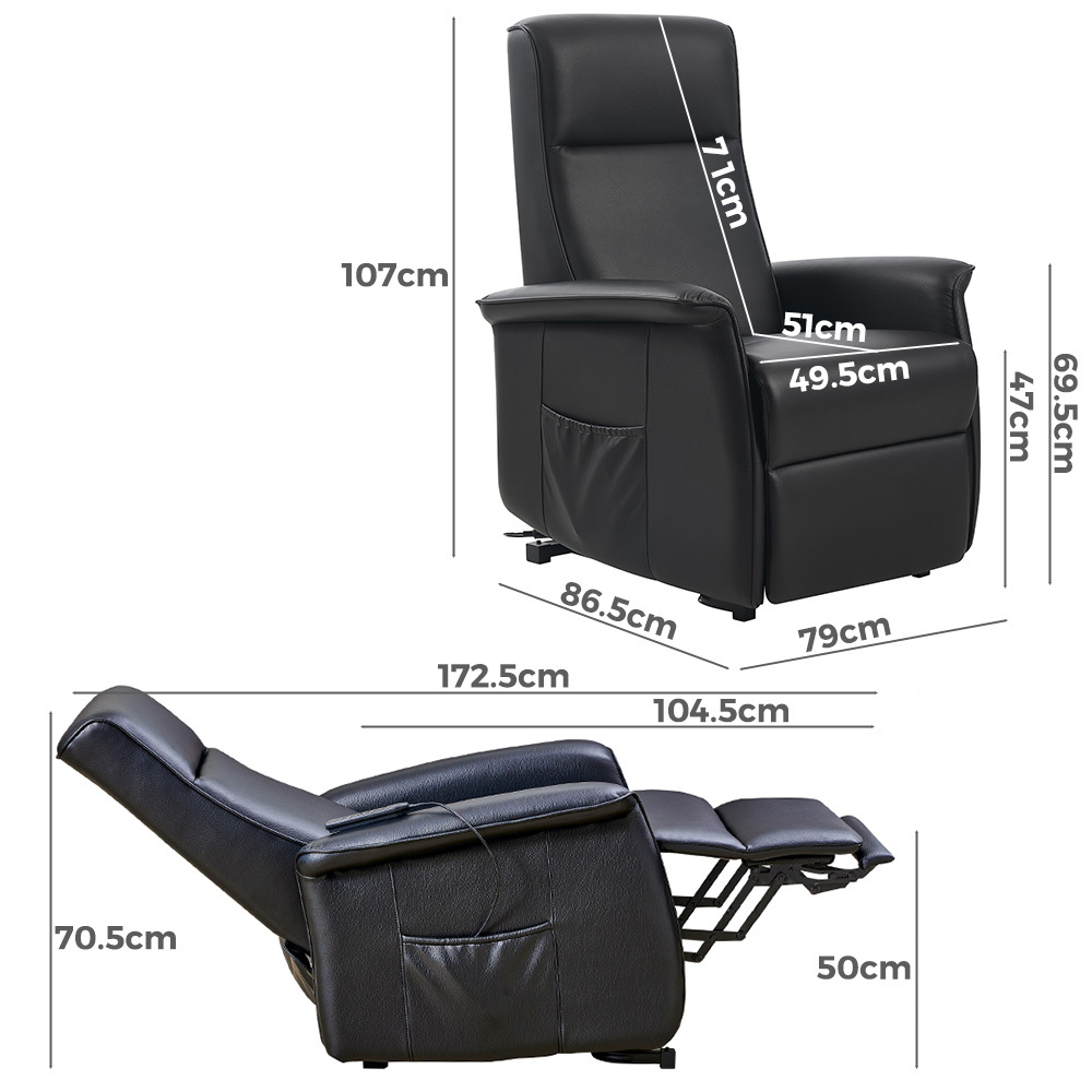   Alice Electric PU Leather Recliner Lift Chair Charcoal Black