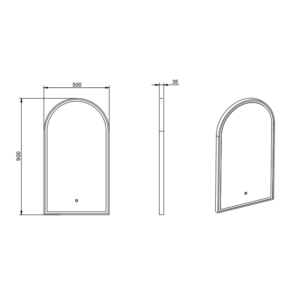   LED Mirror with Gold Metal Frame 3 Color Dimmable Lights 50x3.5x90cm