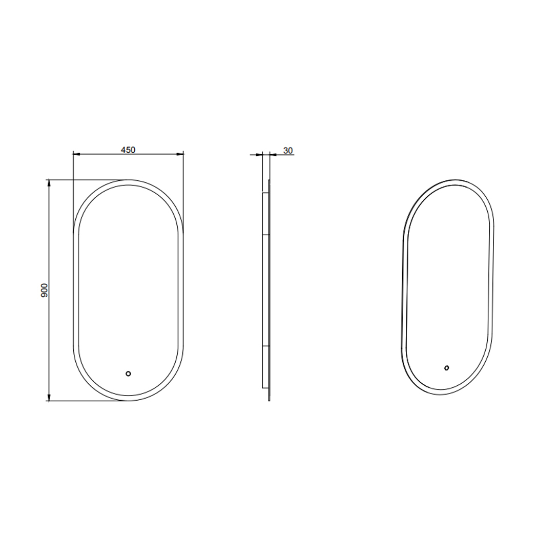   LED Mirror with Frosted Edge 3 Color Dimmable Lights 45x3x90cm