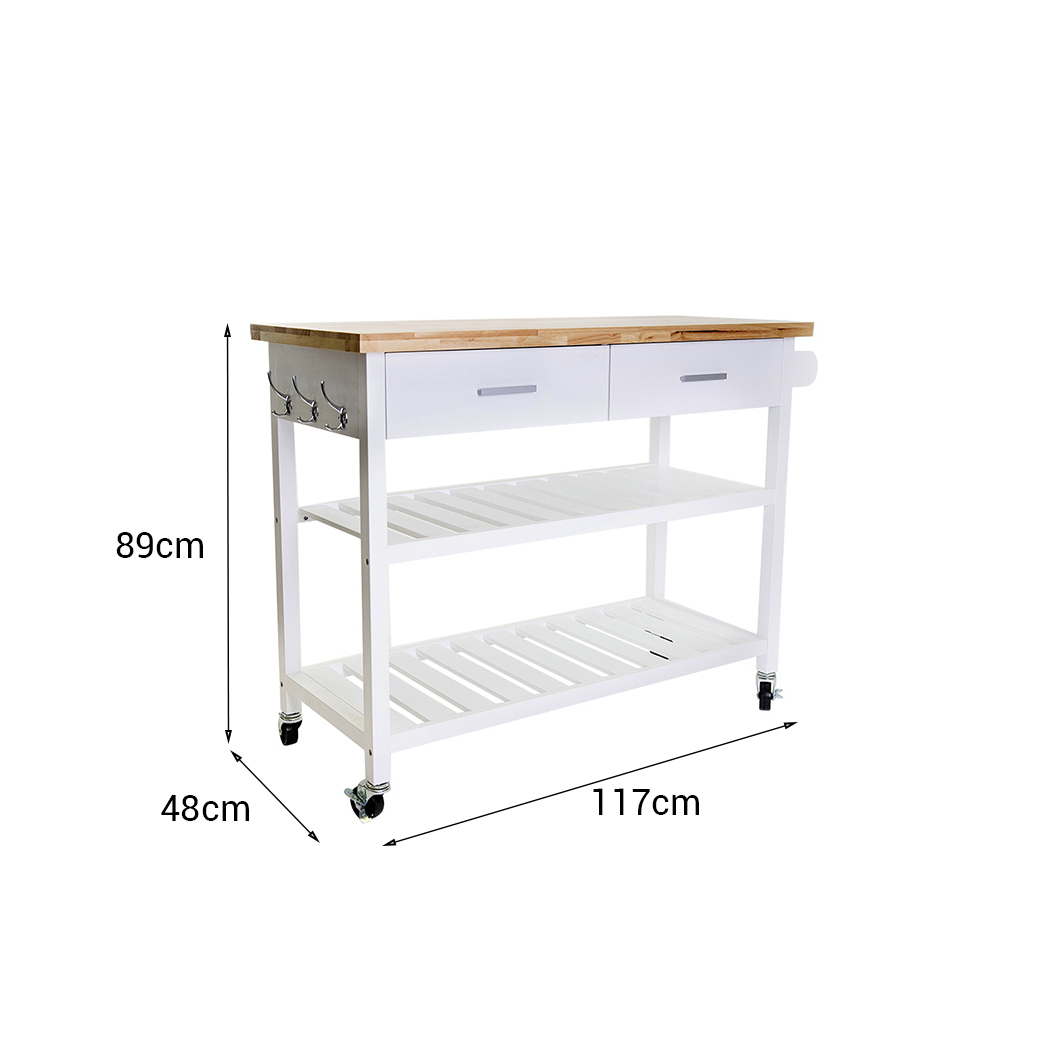   Kitchen Island Trolley With Open Shelves - White