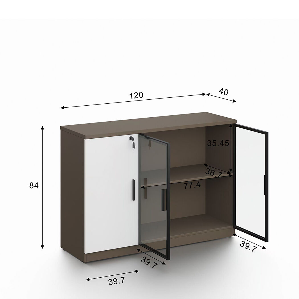   Esma Office Storage Cabinet  with  Lockable Door & Glass Display Unit