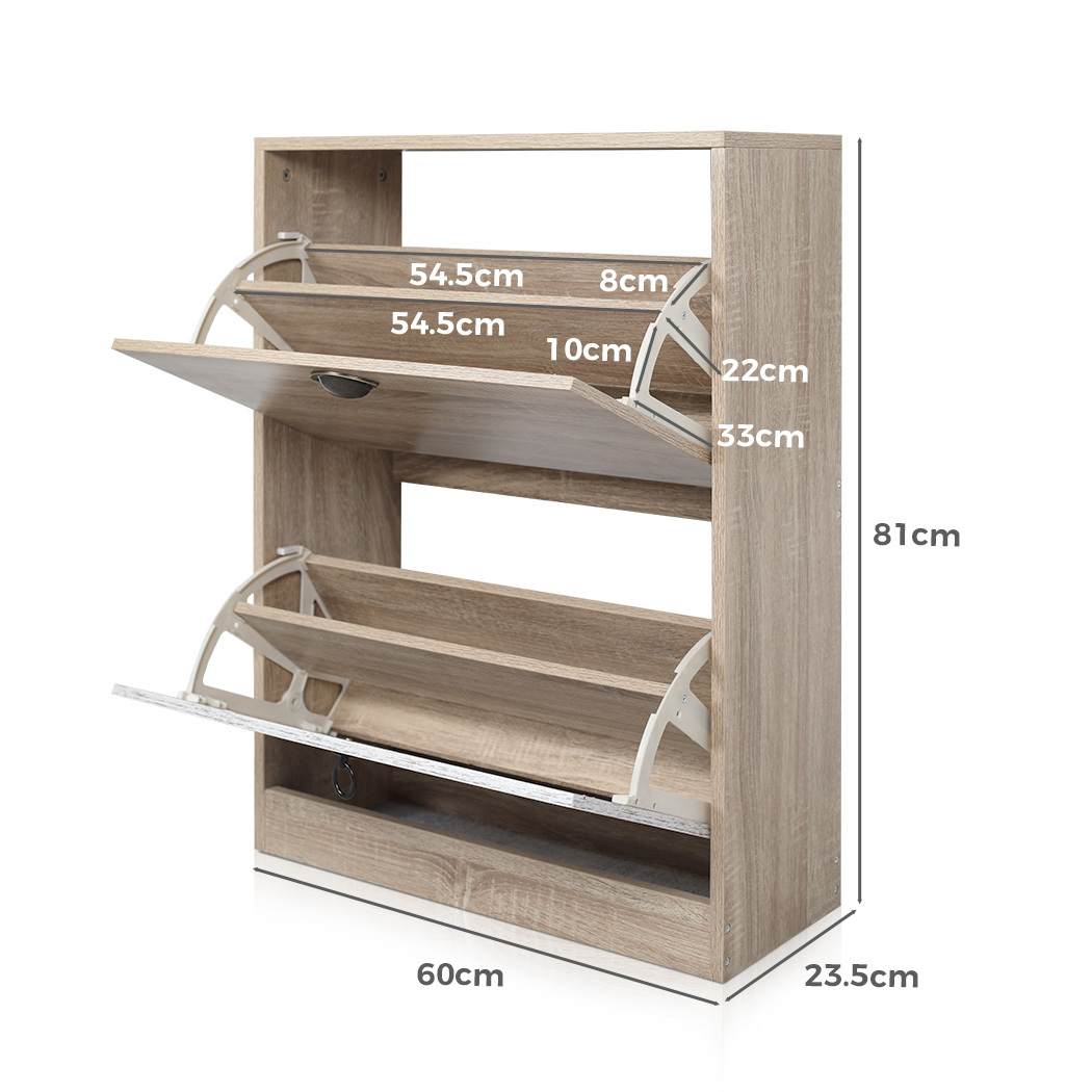   Set of 2 Luka 2 Drawer Shoe Cabinet White Washed and Oak