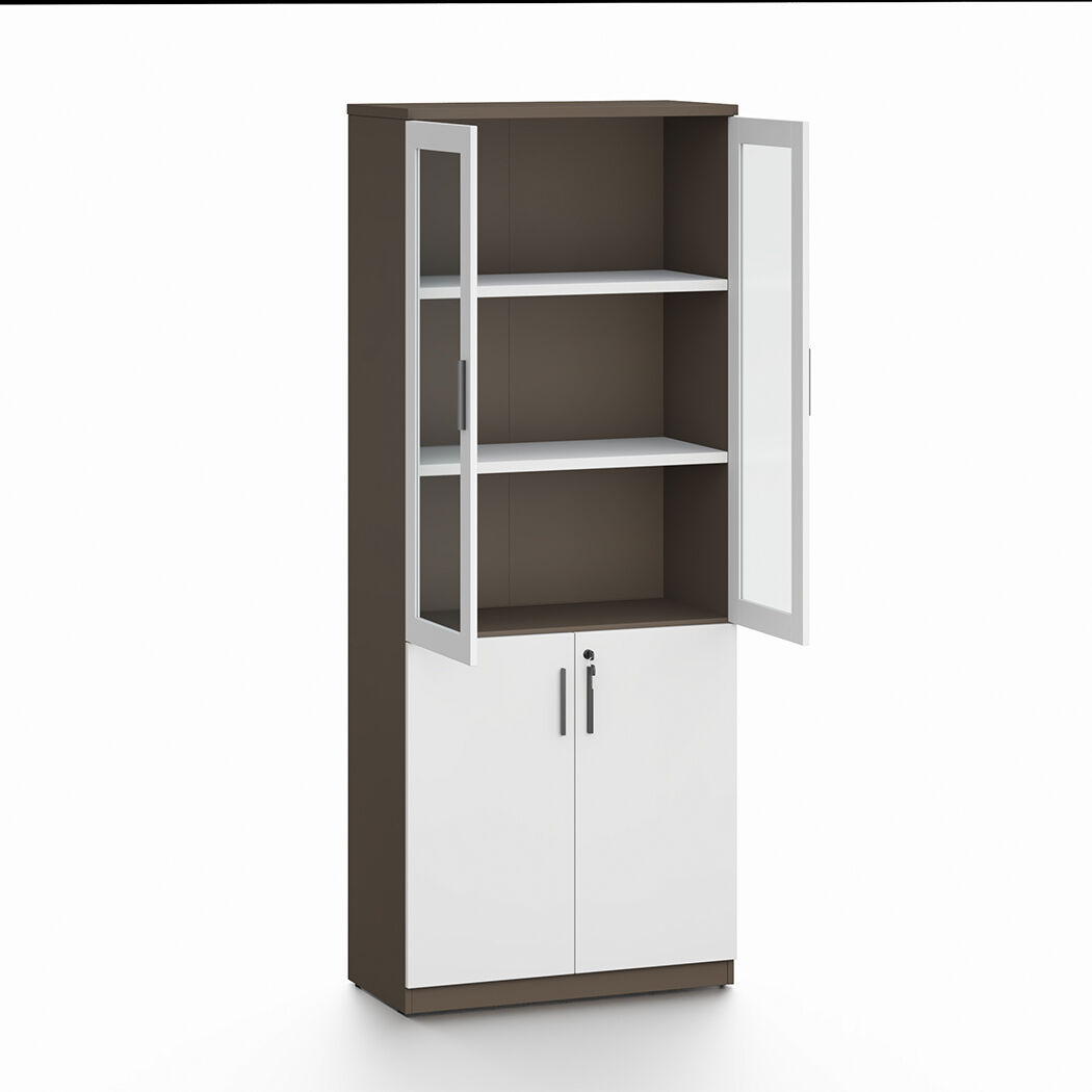   Esma  Storage Cabinet Filing Bookcases Unit with  Glass Doors & Lockable Base