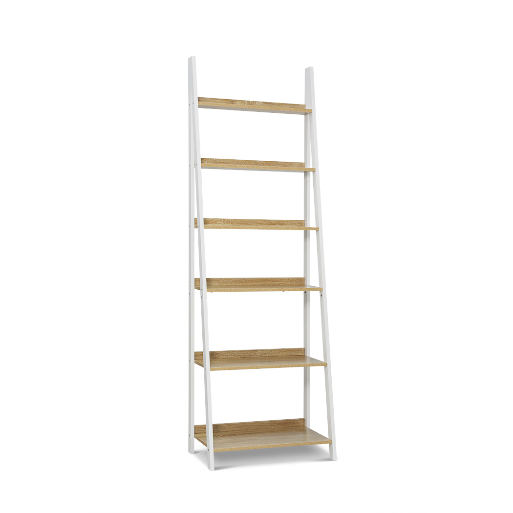   Chole 6 Tier Display Shelf Rack White & Oak
