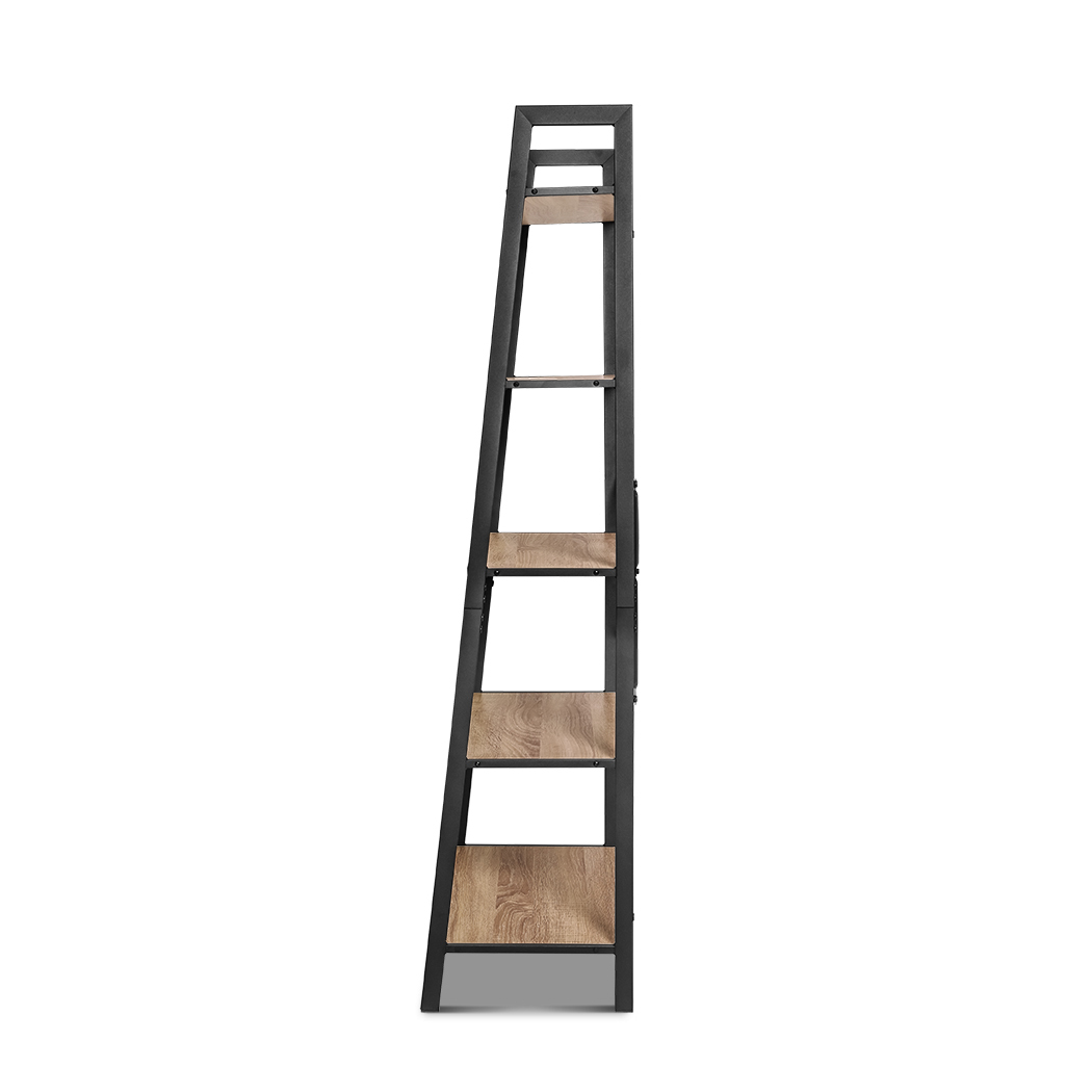   2pc Rome Industrial Style 5 Tier Display Shelf Set Oak