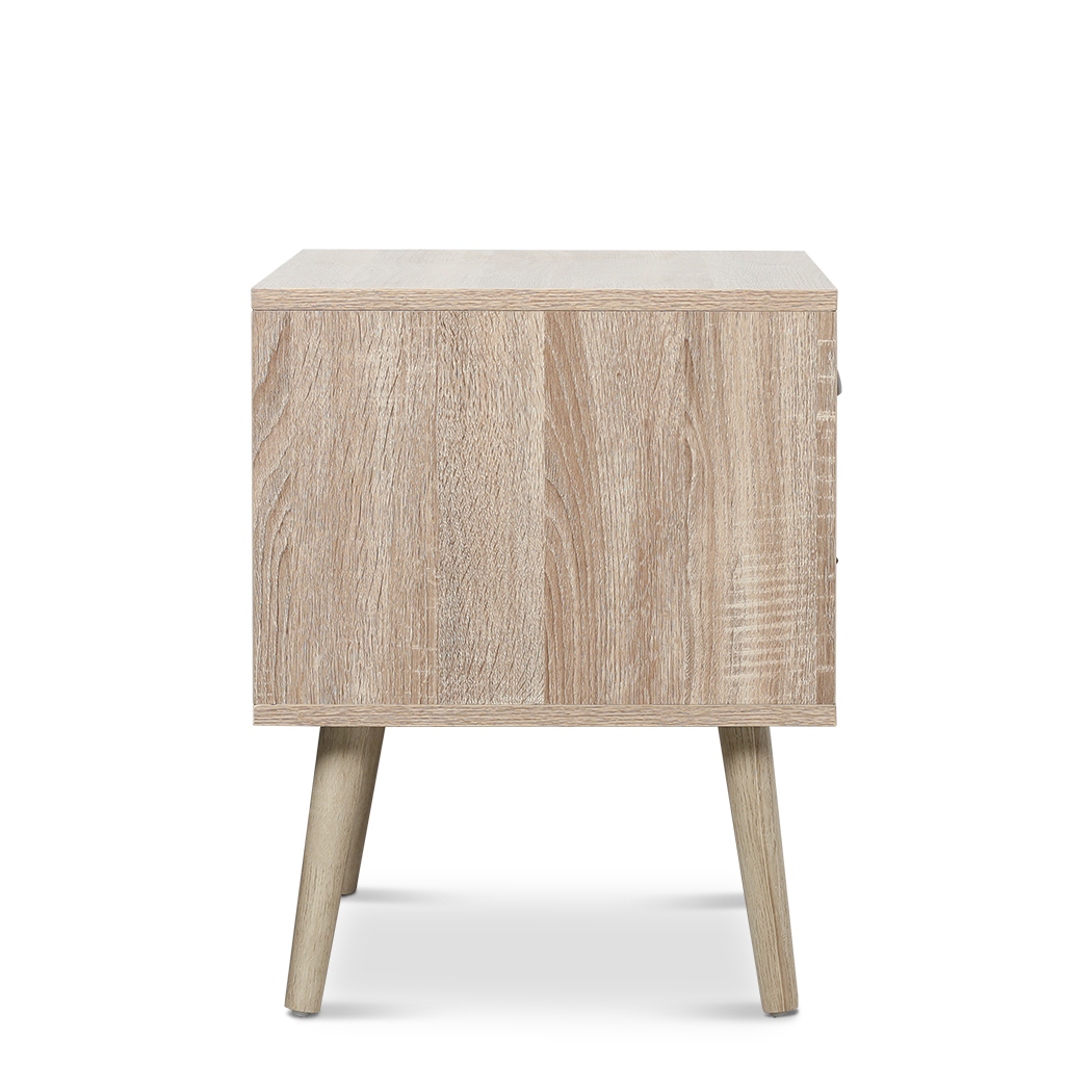   Luka 2 Drawer Bedside Table White Washed and Oak