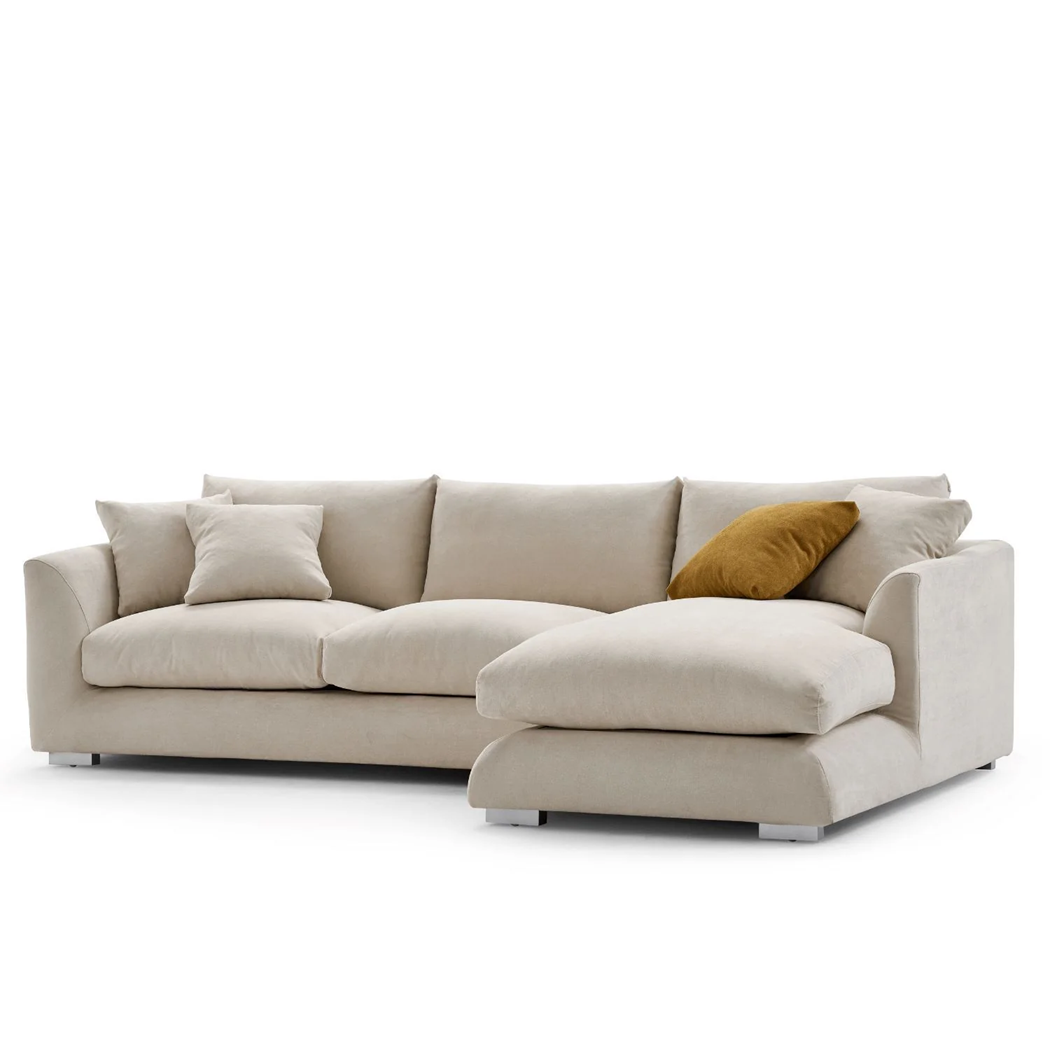   Harmony 3 Seater Fabric Sofa with Chaise Cream 
