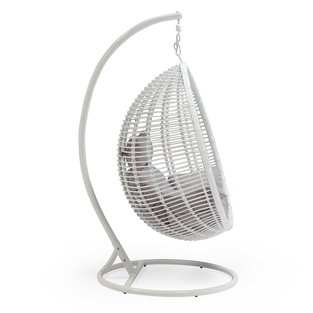   Sheila Outdoor PE Rattan Hanging Teardrop Swing Chair White