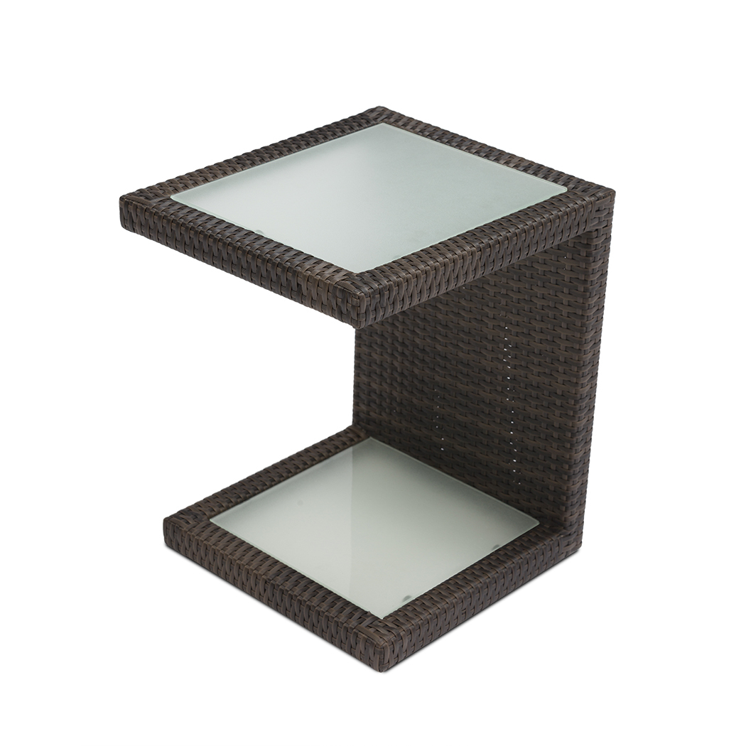   Arthur Outdoor Rattan Sun Lounges Set w/ Side Tables (Set of 2)