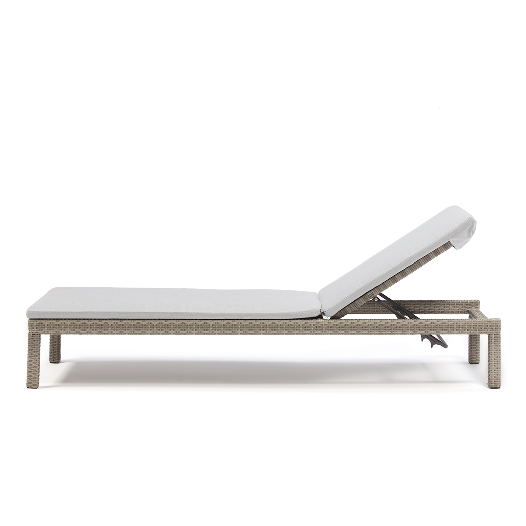   Arthur Outdoor Rattan Sun Lounges Set w/ Side Tables Grey (Set of 2)