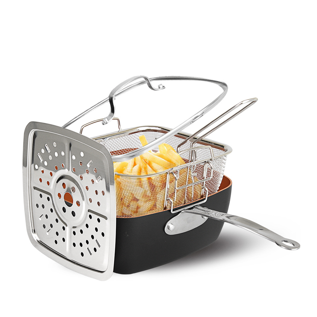   Kupferberg 4pcs Non-stick Frypan with Lid Ceramic Copper Coating