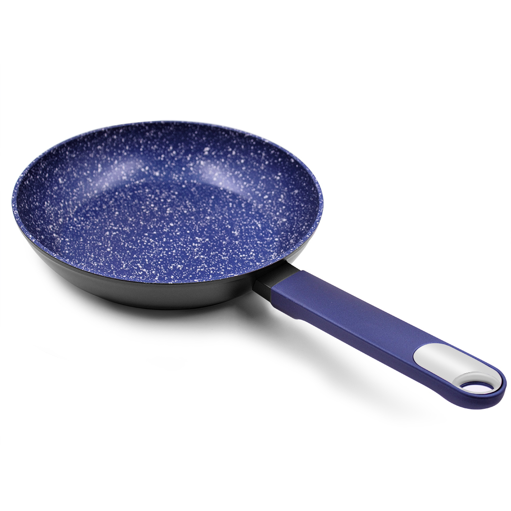   Marburg 3pc Non-stick Frypan Wok Set 24/28cm Blue