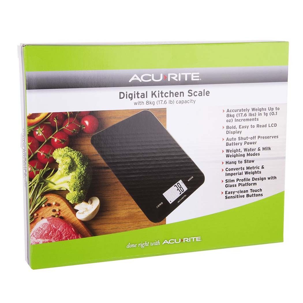   Acurite Large Slim Line Digital Scale 1g/8kg Black