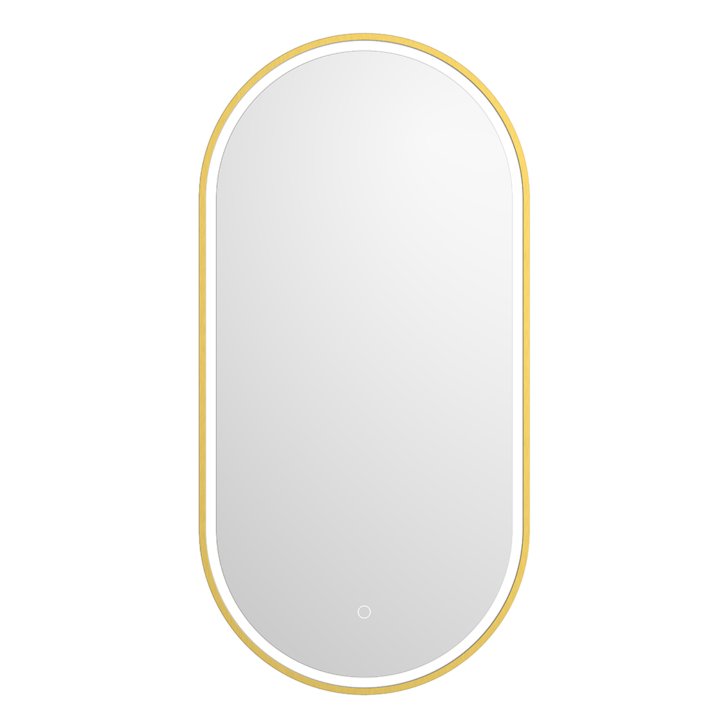   LED Mirror with Gold Metal Frame 3 Color Dimmable Lights 45x3.5x90cm