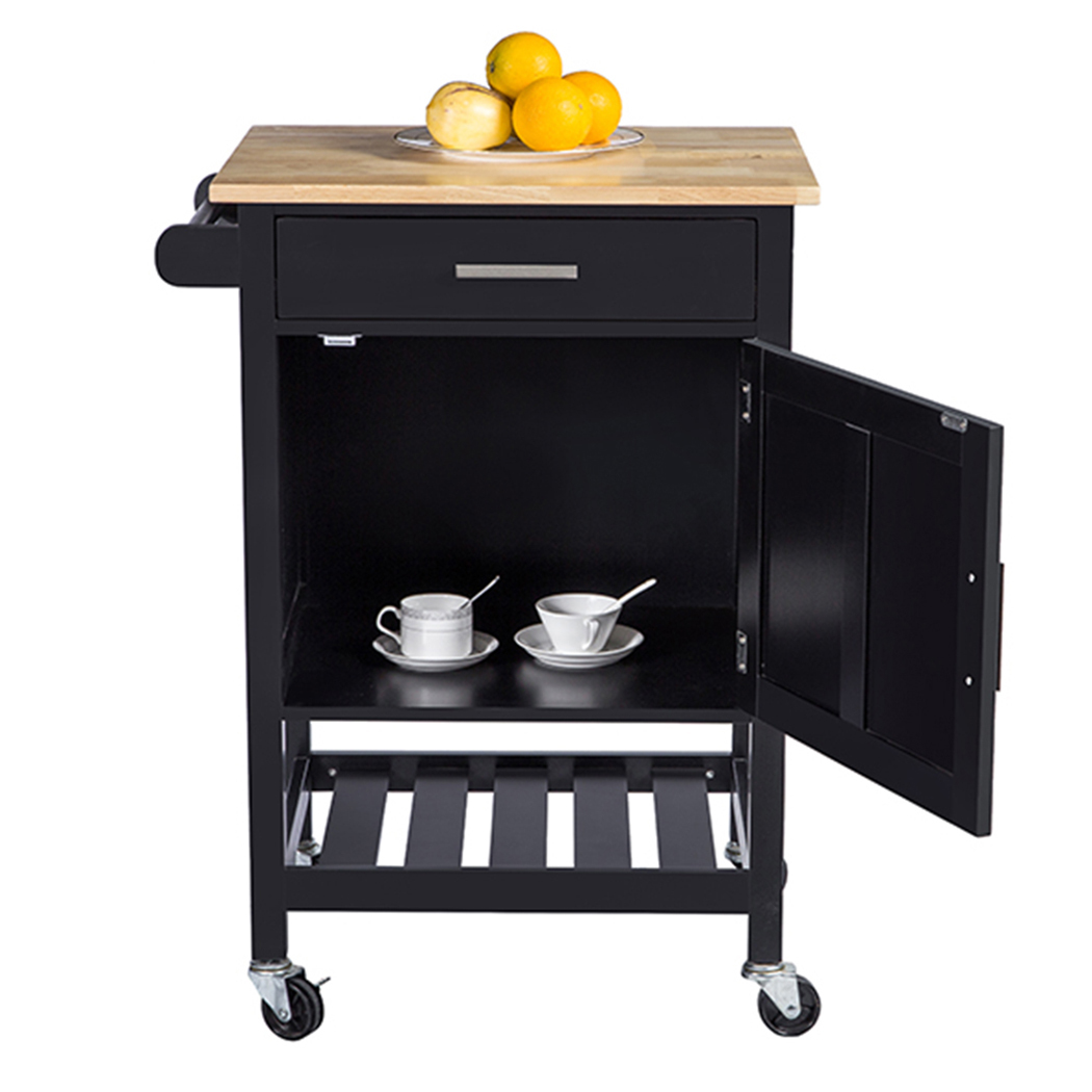   Denver Kitchen Trolley 1 Drawer 1 Door Black
