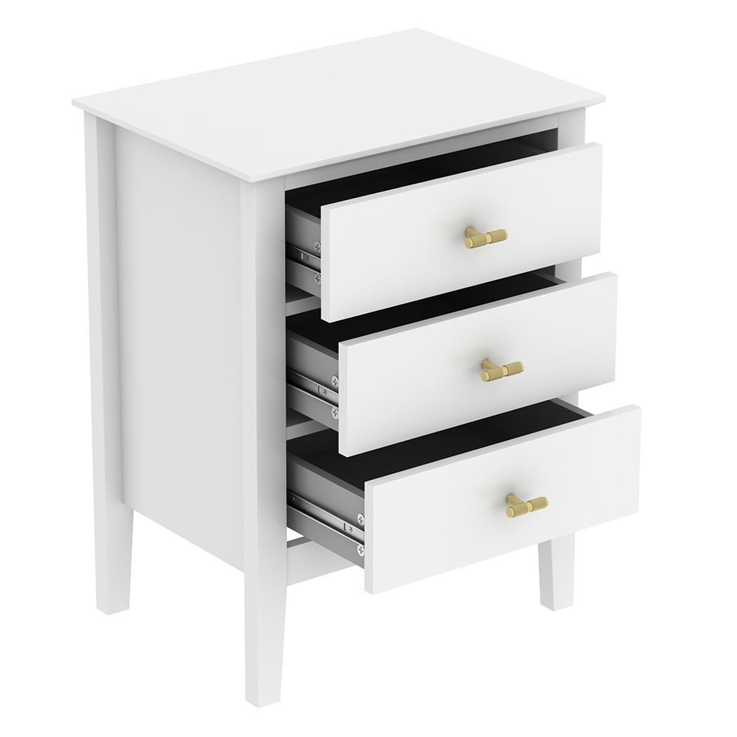   Harper 3 Drawer Side Table White