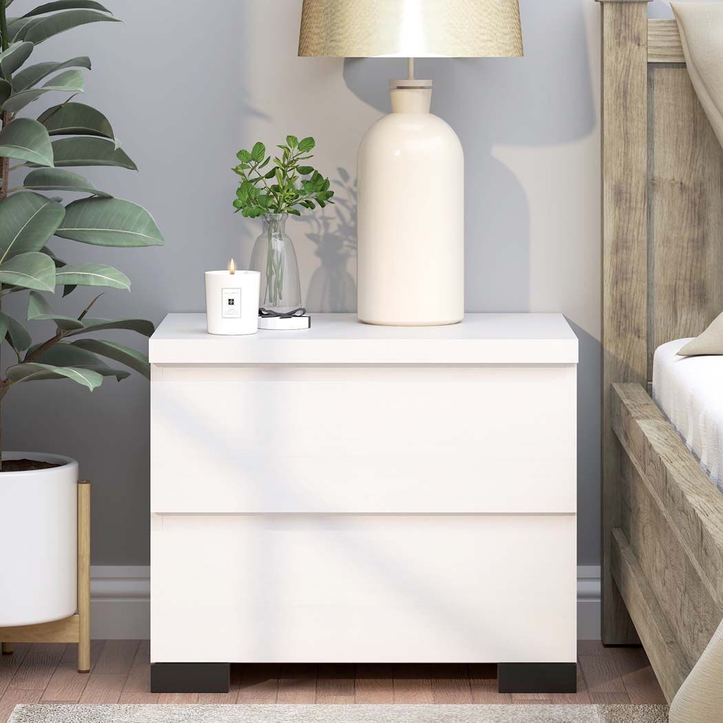   Elara 2 Drawer Bedside Table White