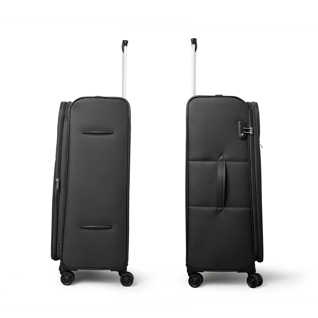   Conwwod SureLite 3pc 8 Wheels Soft Trolley Suitcase Grey