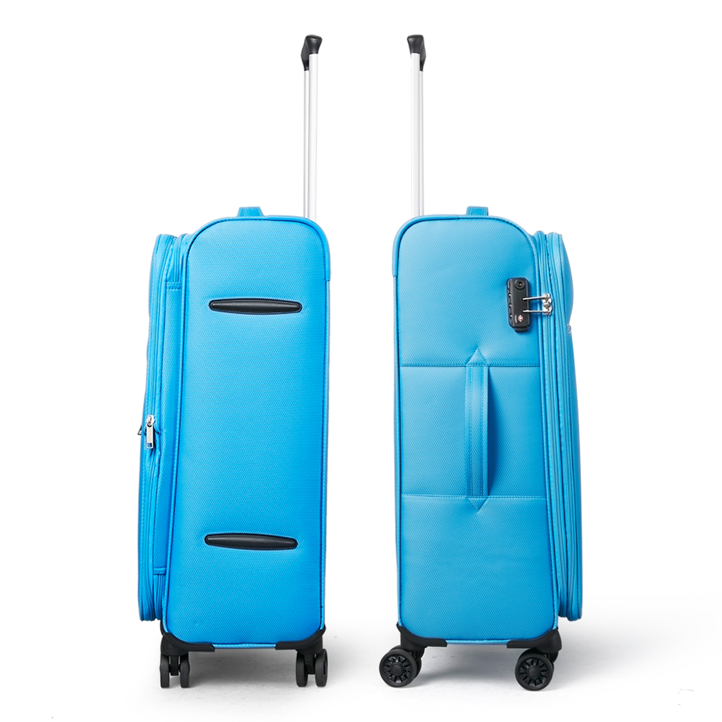   Conwwod SureLite 3pc 8 Wheels Soft Trolley Suitcase Skyblue