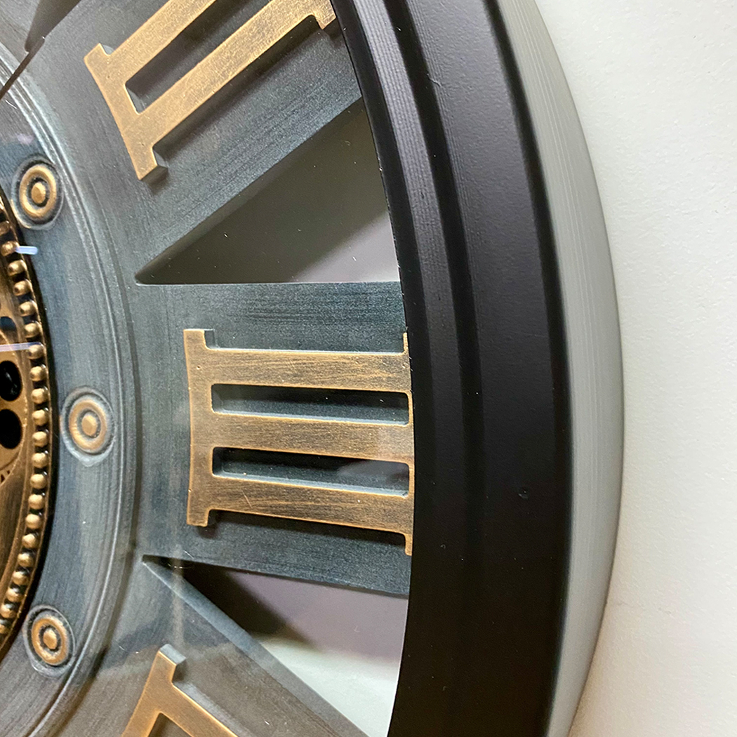   Round Industrial Metal Moving Gears Wall Clock 72cm