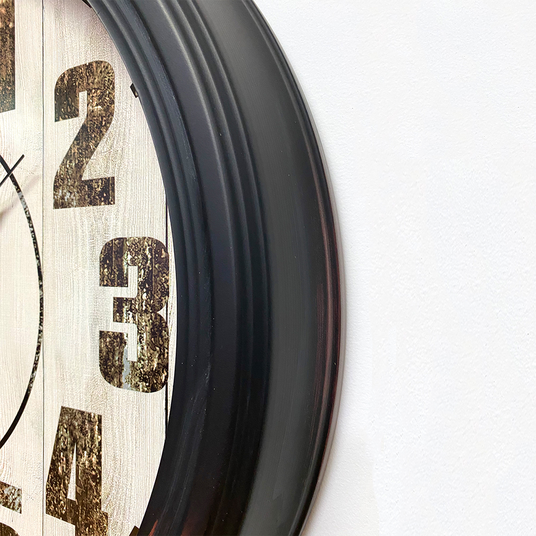   Kensington Station Vintage French Country Metal Wall Clock  Black 62cm