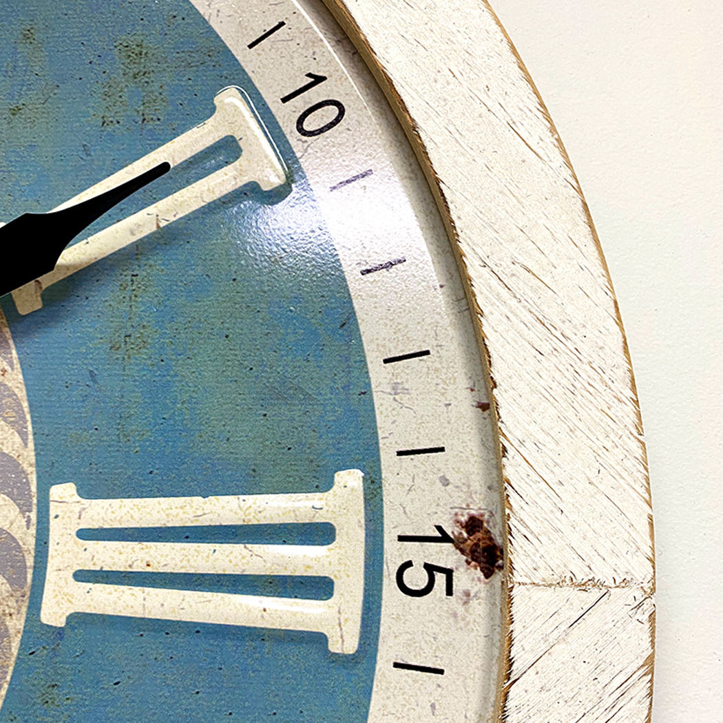   Anchor Stamped Metal Dial Wood Frame Wall Clock 60cm