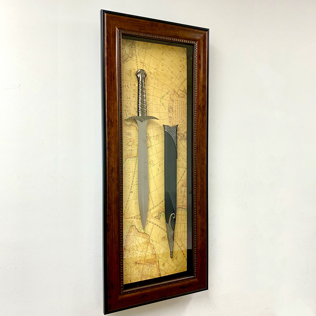  Home Decor Antique Metal Sword & Scabbard Timber Frame with Glass Face