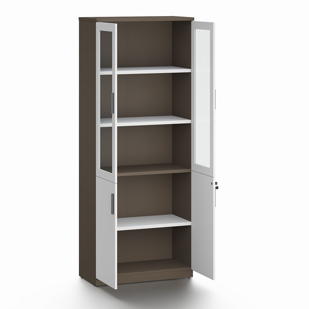   Esma  Storage Cabinet Filing Bookcases Unit with  Glass Doors & Lockable Base