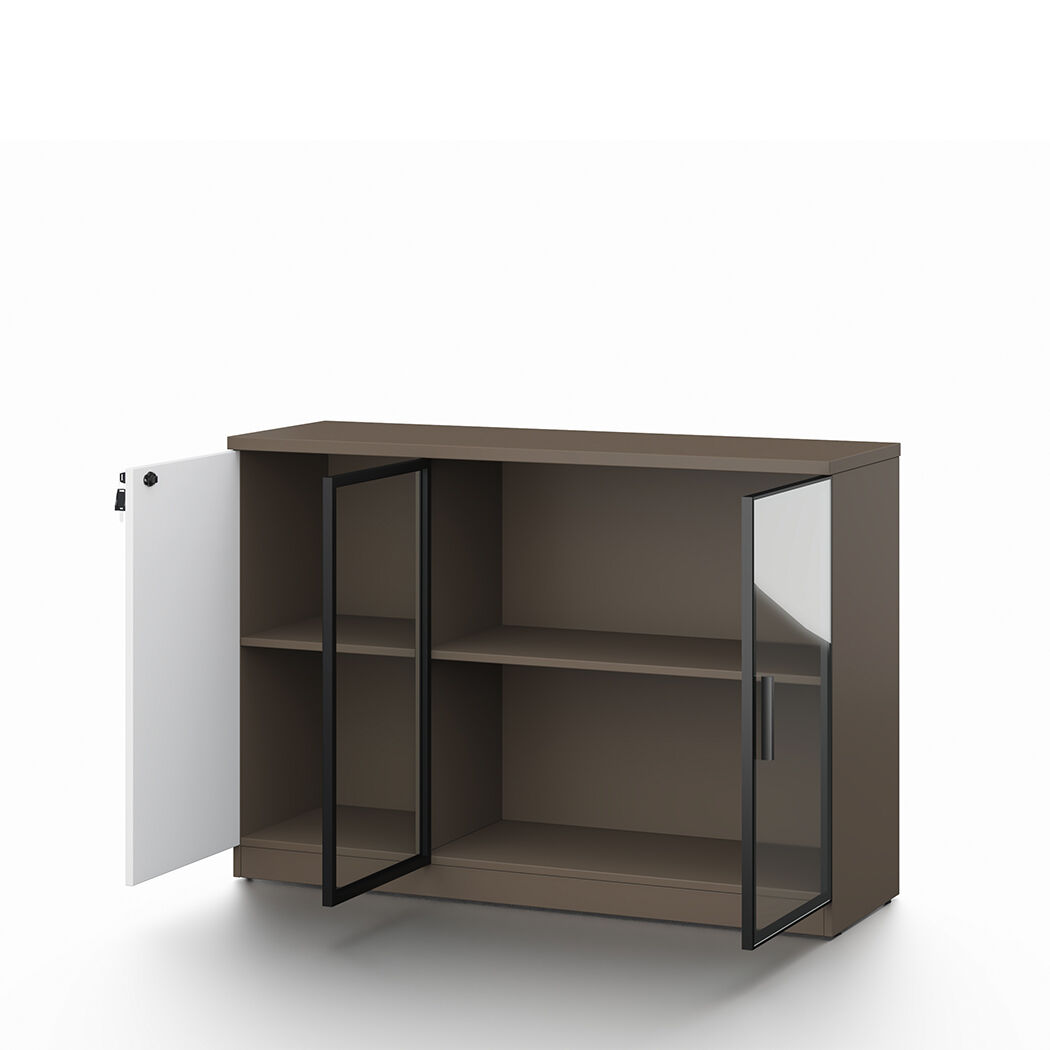   Esma Office Storage Cabinet  with  Lockable Door & Glass Display Unit