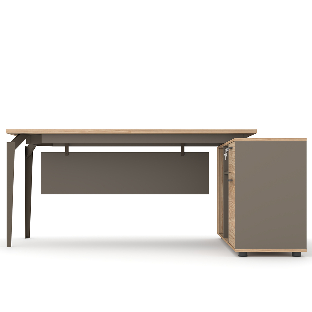   Ellis 180cm L-Shaped Executive Desk Oak Grey
