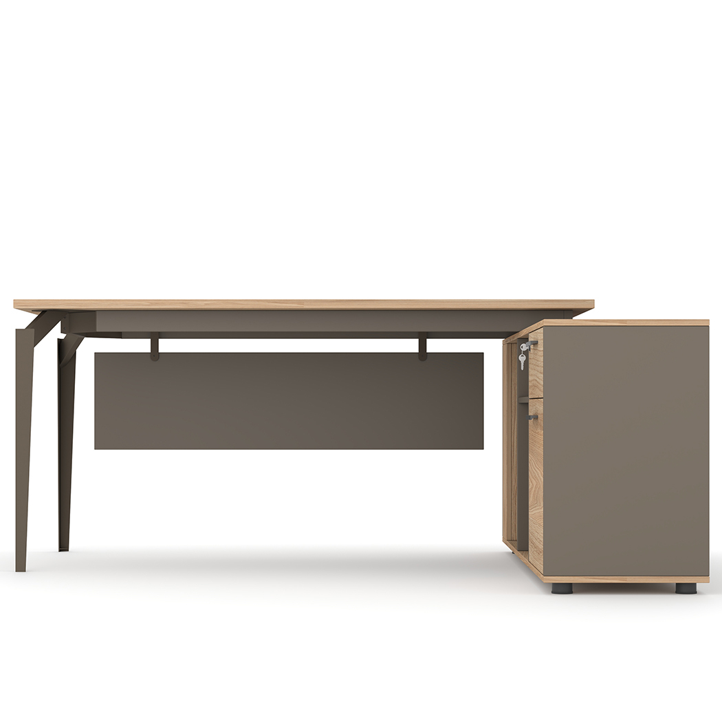 Ellis 180cm L-Shaped Executive Desk Oak Grey