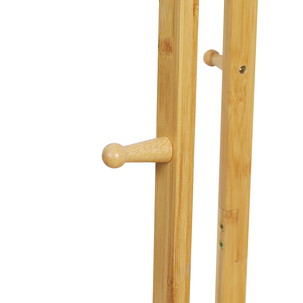   Colin Bamboo Coat Rack with Storage Shelves Natural