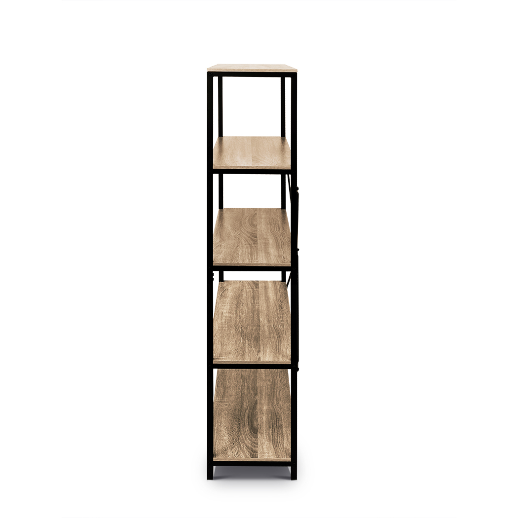   Rome Industrial Style 5-Tier Storage Bookshelf Oak