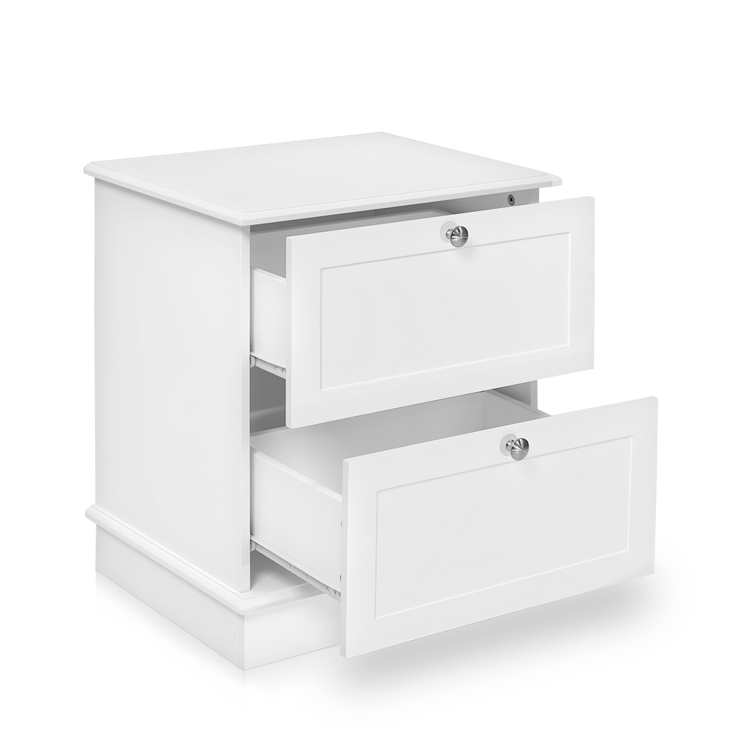   Set of 2 Harper Freestanding 2 Drawer Bedside Table White