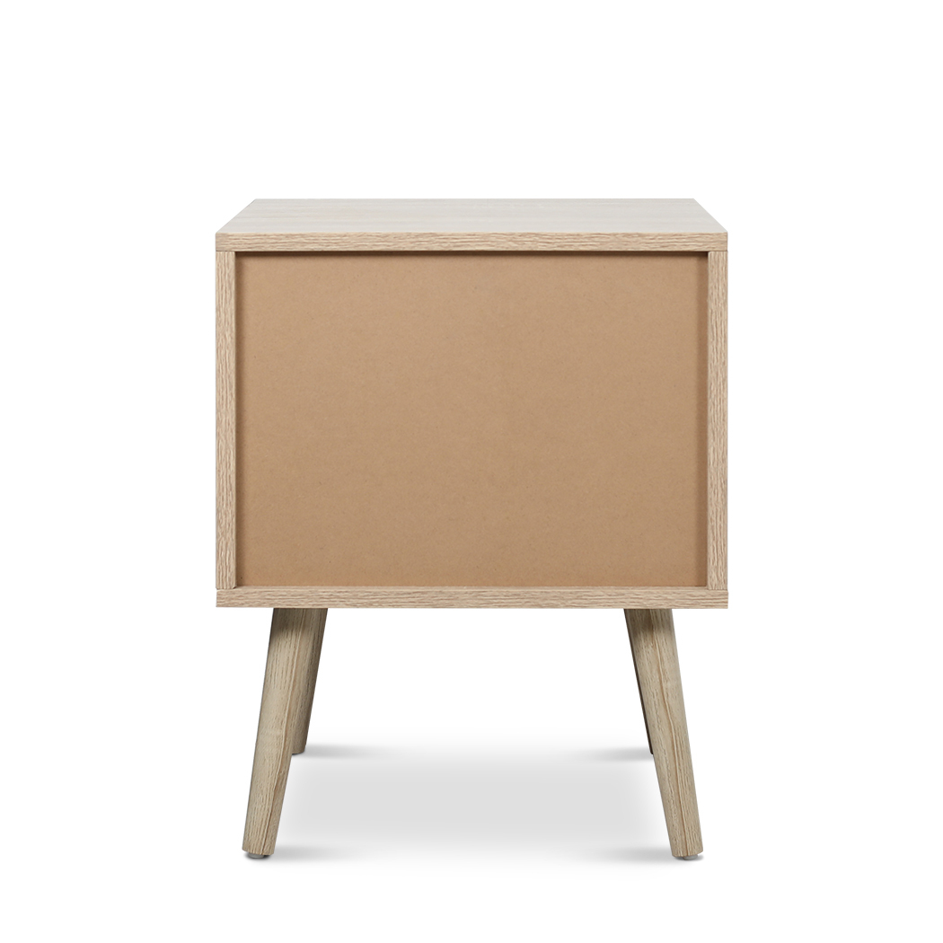   Luka 2 Drawer Bedside Table White Washed and Oak