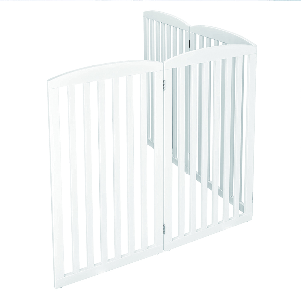   Wooden Freestanding Pet Gate 4 Panels White
