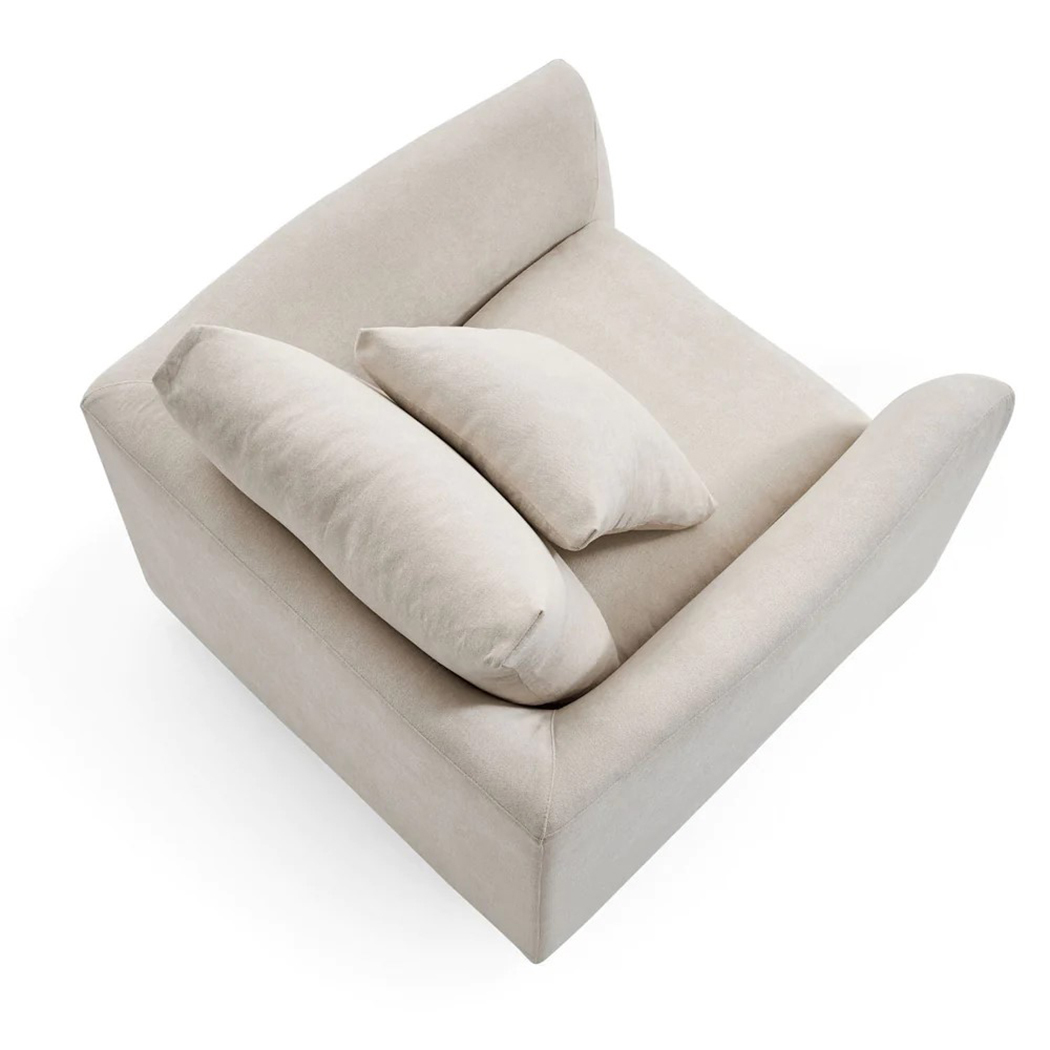   Harmony Fabric Single Sofa with Ottoman Cream