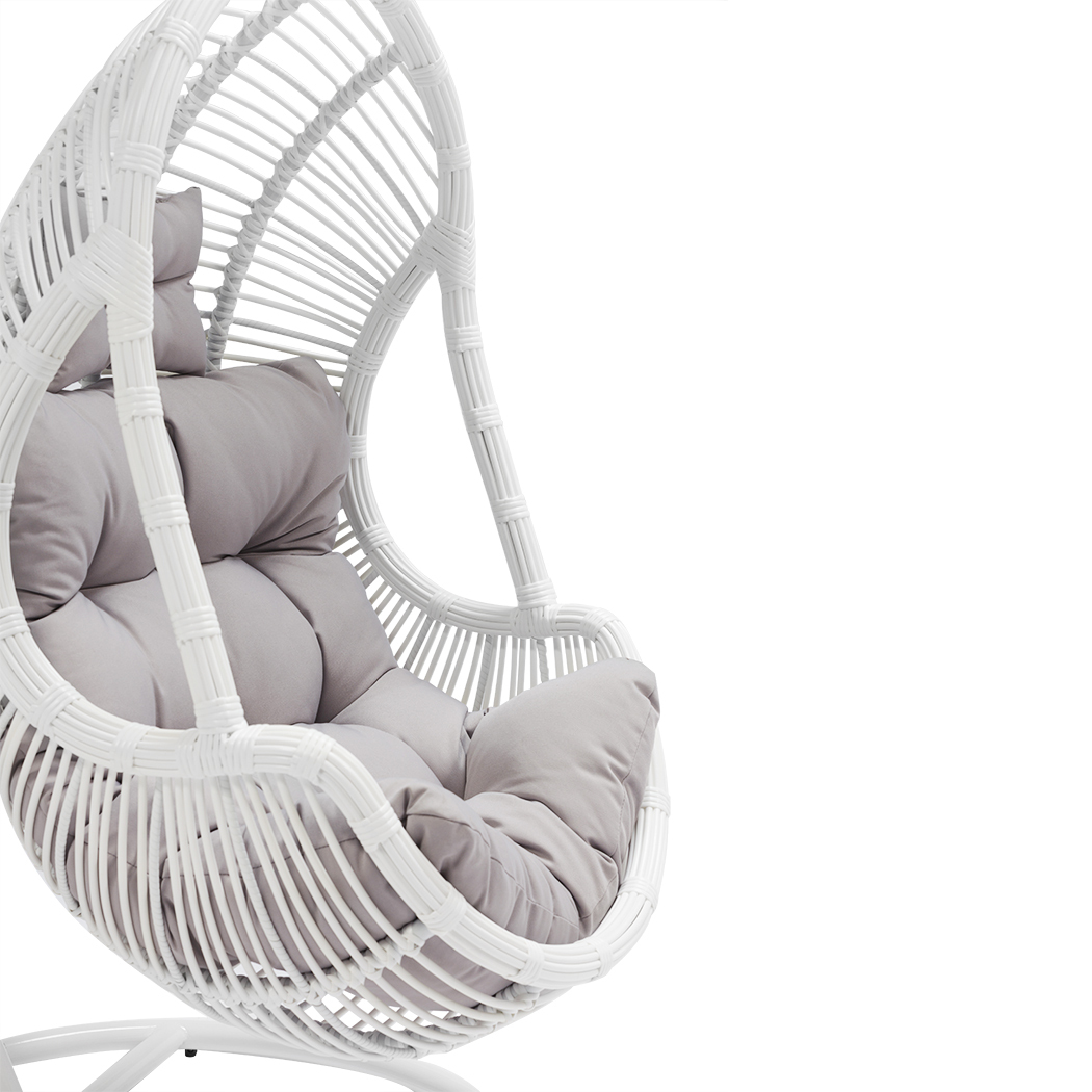   Arcon Outdoor PE Rattan Hanging Egg Swing Chair White
