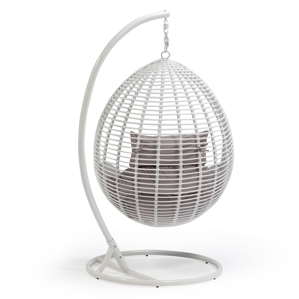   Sheila Outdoor PE Rattan Hanging Teardrop Swing Chair White