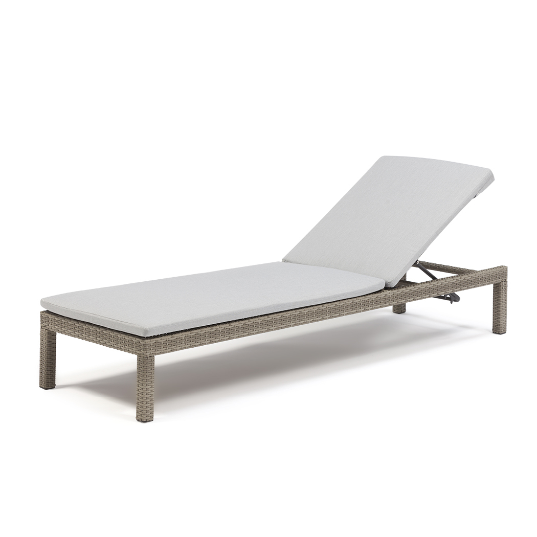   Arthur Outdoor Rattan Sun Lounges Set w/ Side Tables Grey (Set of 2)