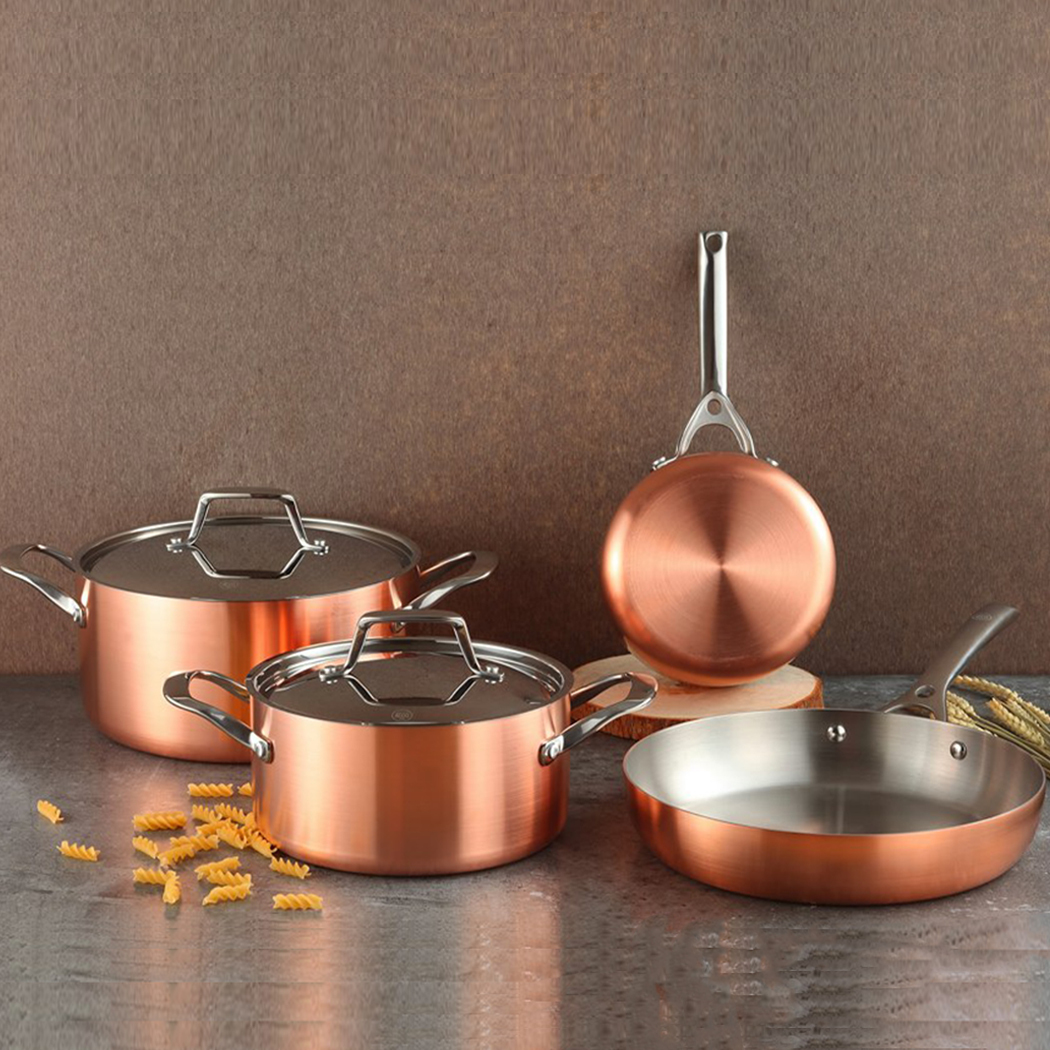   LASSANi Tri-ply Copper Stock Pot 24cm