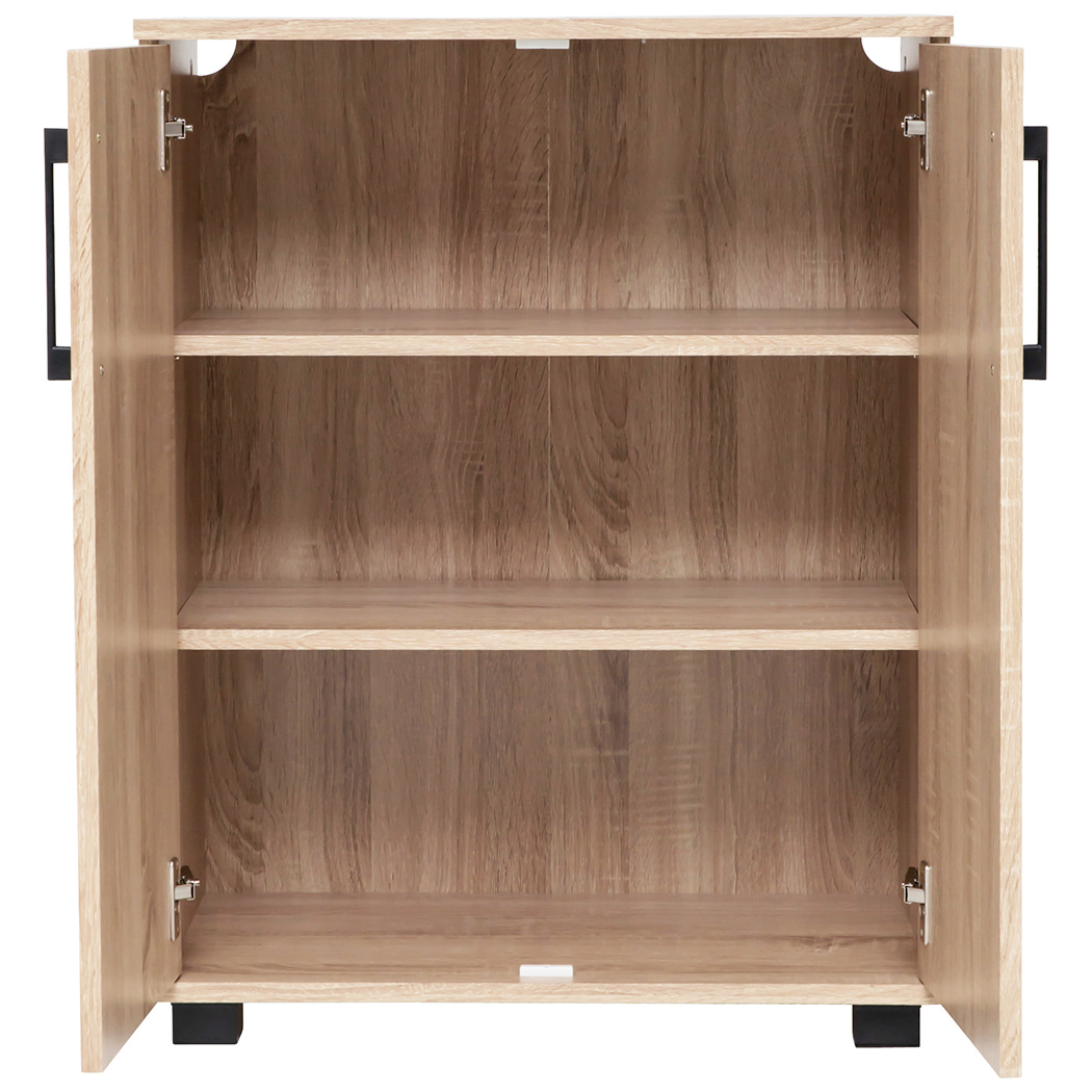 Multi-Purpose Storage Cupboard 2 Door w/ Shelves Low Style Light Sonoma Oak