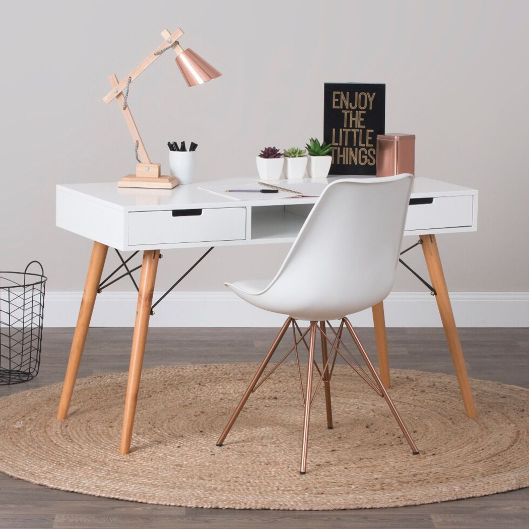 White Wooden Desk Study Office Computer Table Rectangular 2