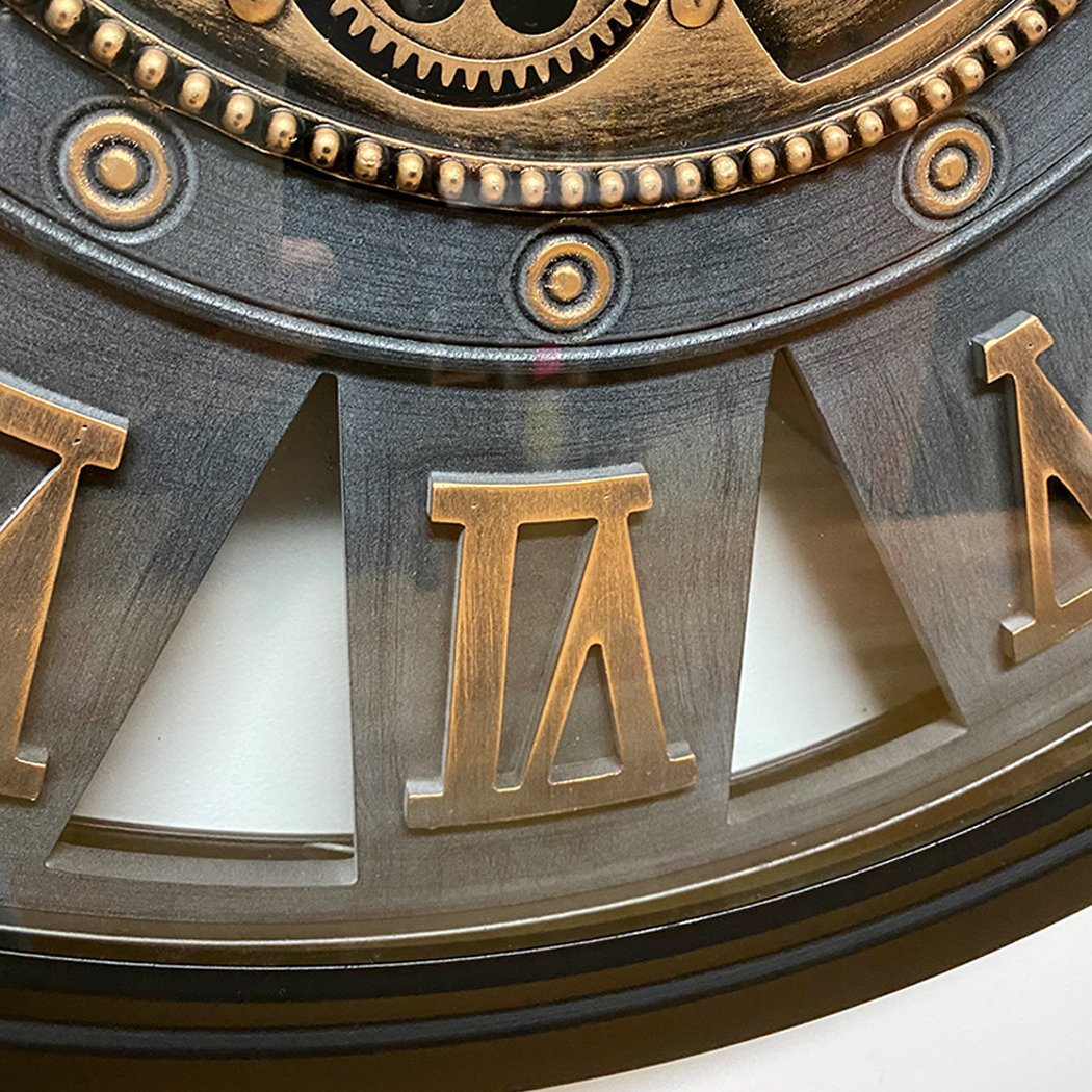   Round Industrial Metal Moving Gears Wall Clock 72cm
