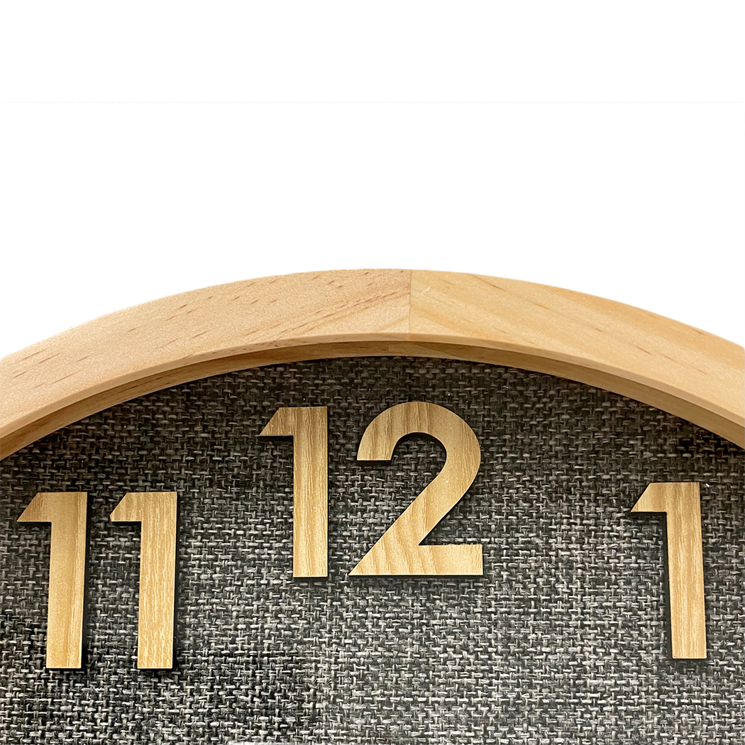   Linen Dial Timber Wooden Natural Frame Wall Clock 35cm