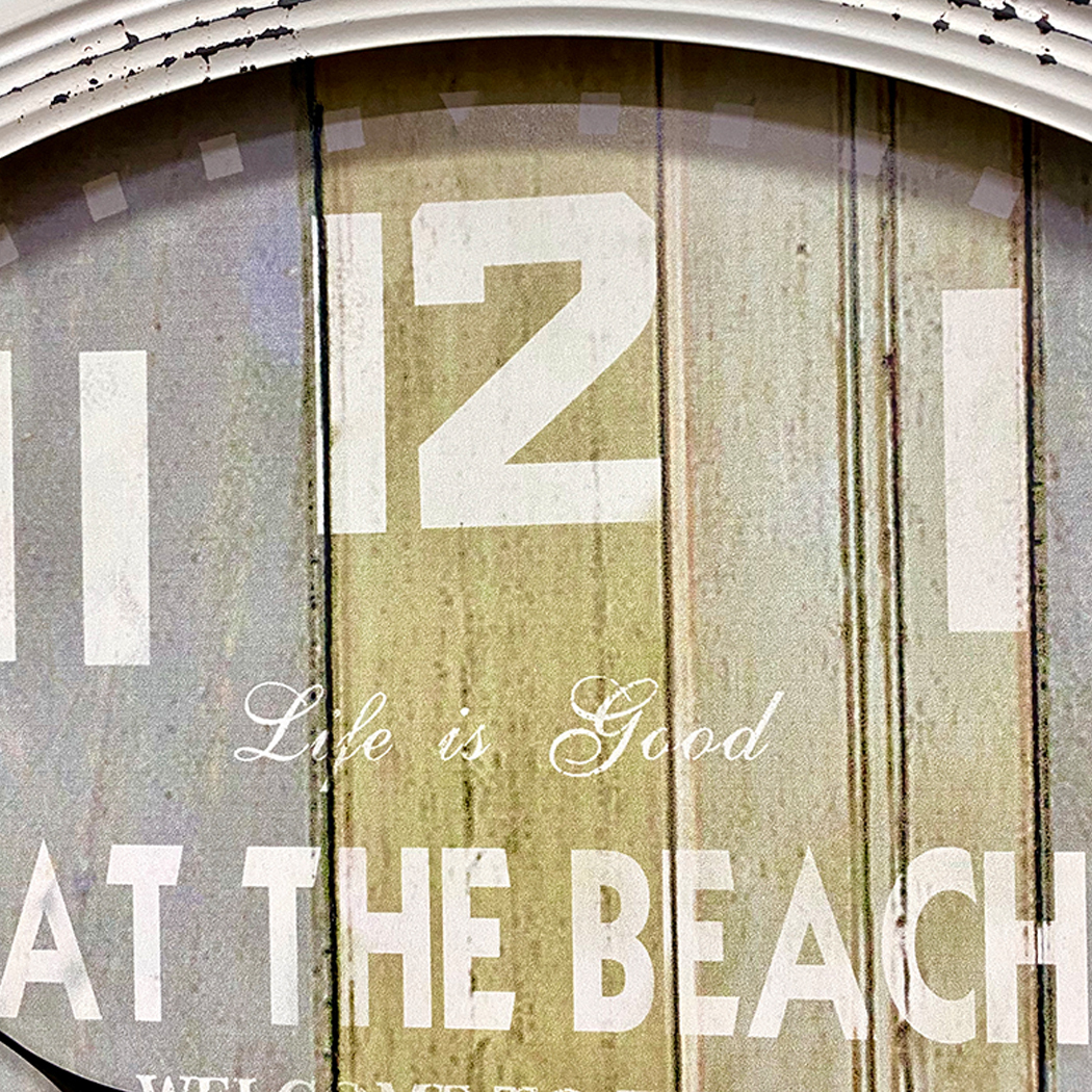  At The Beach Extra Large Country Metal Wall Clock White 62cm